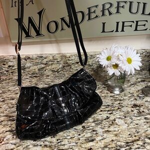 BRIGHTON Sassy & Stylish NOLITA Black Patton Leather “Croc” Shoulder Bag